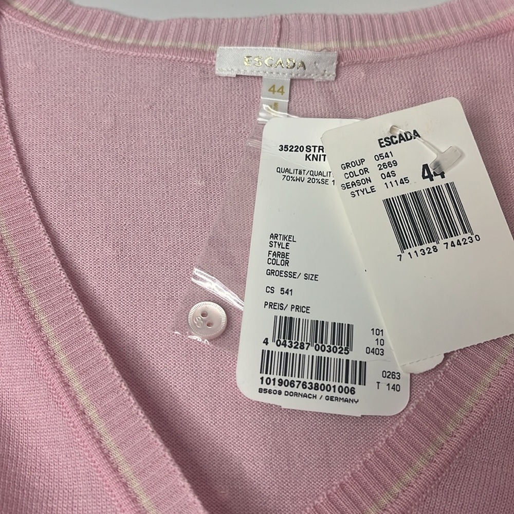 ESCADA PINK SILK CASHMERE WOOL POLKA DOT CARDIGAN SET VINTAGE - Picture 5 of 11